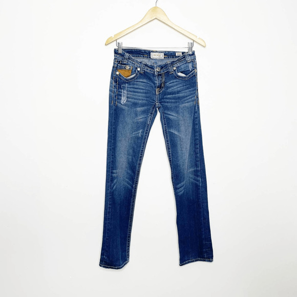 Vintage y2k 00s Mek Denim Oaxaca Boot Cut Jeans western low rise Womens 25 - Picture 2 of 8